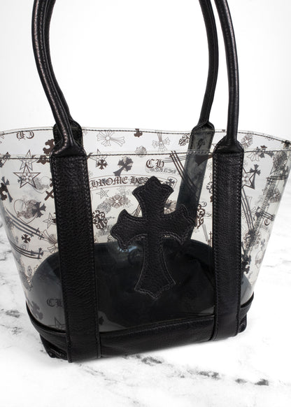 Chrome Hearts Black PVC Leather Cross Tote Bag