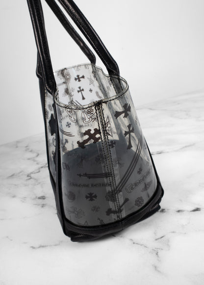 Chrome Hearts Black PVC Leather Cross Tote Bag
