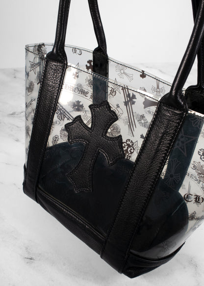 Chrome Hearts Black PVC Leather Cross Tote Bag