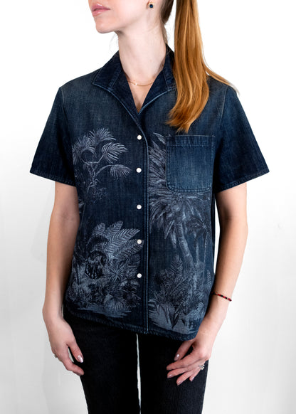 Christian Dior Printed Short Sleeve Button-Up Top