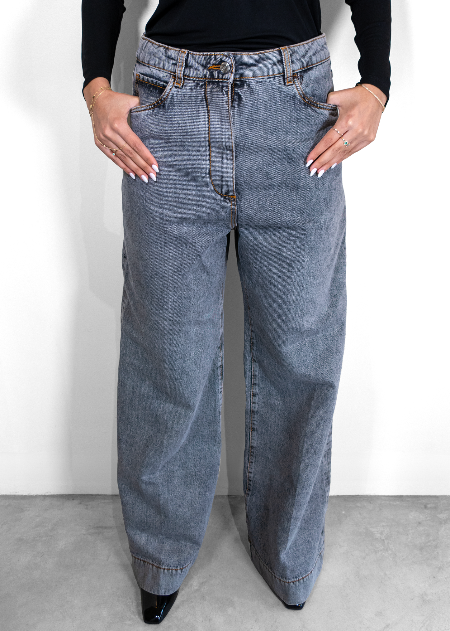Etro Wide Leg Jeans With Pegaso