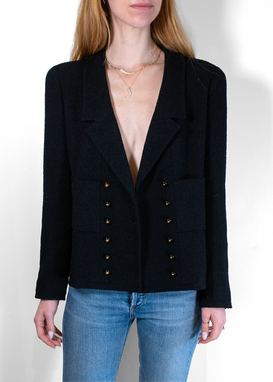 Chanel Vintage Boucle Double Breasted Wool Jacket