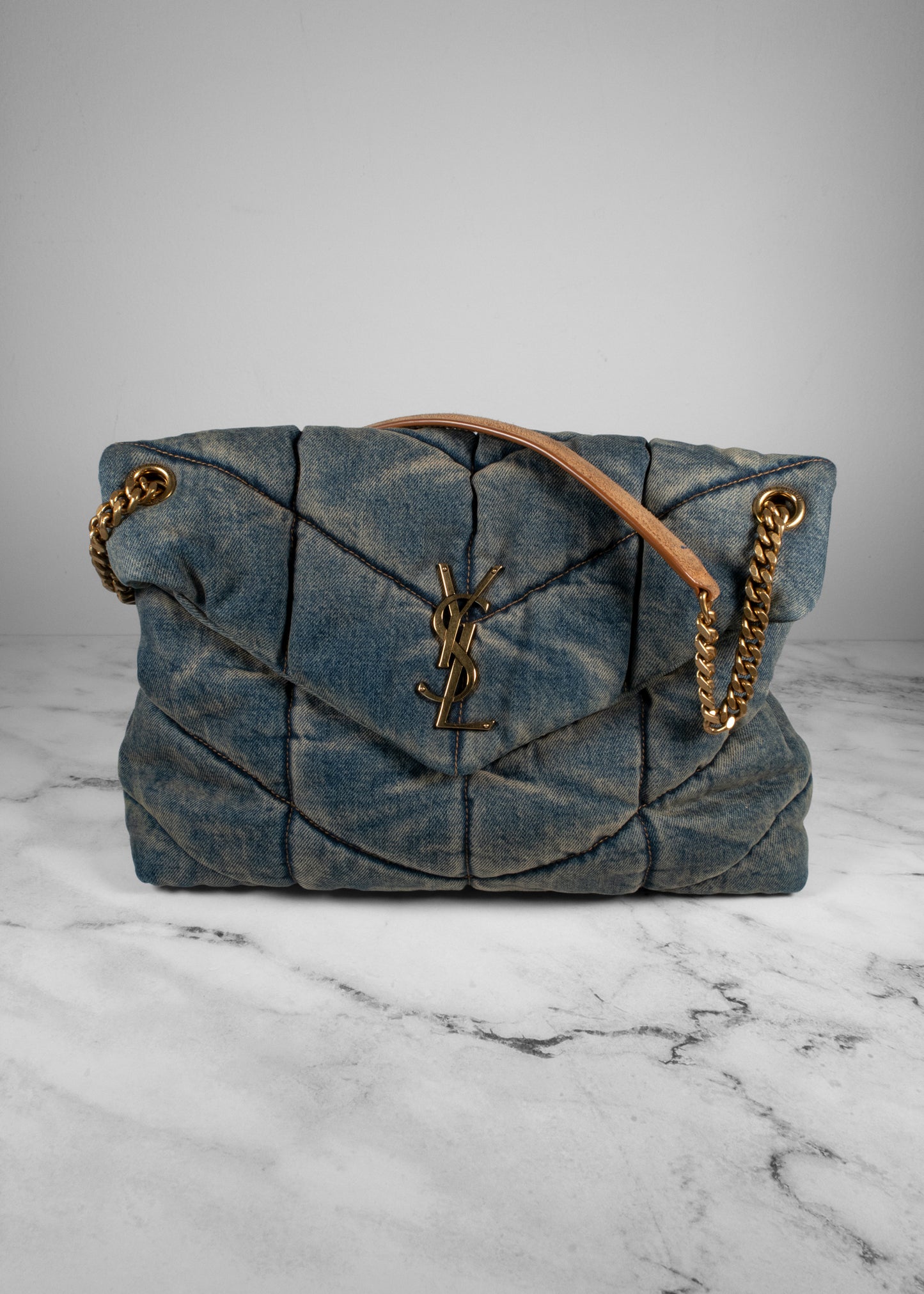 Saint Laurent Denim LouLou Puffer Bag