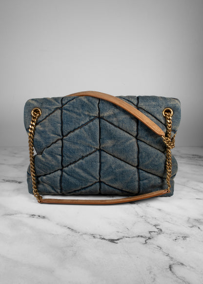 Saint Laurent Denim LouLou Puffer Bag
