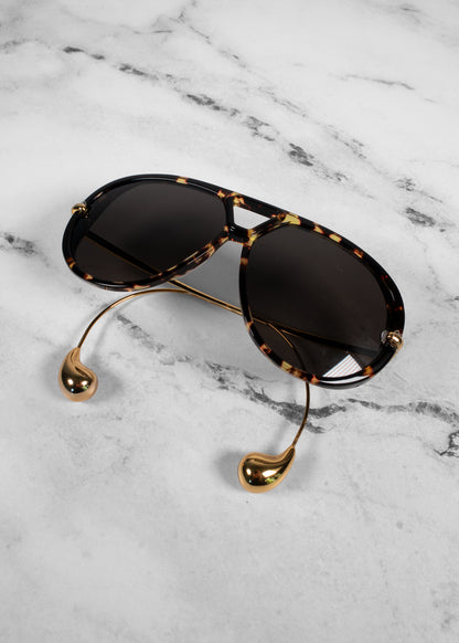 Bottega Veneta Tortoise Aviator Sunglasses