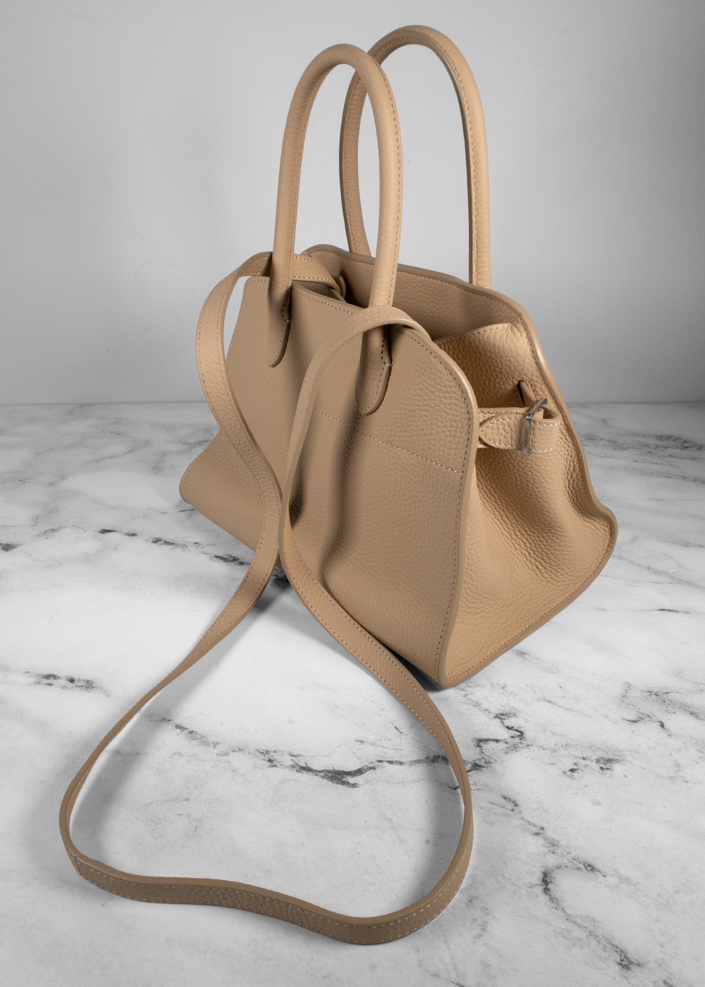 The Row Soft Margaux Bag Beige in Leather