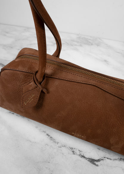 Alaia Le Teckel Medium Suede Shoulder Bag