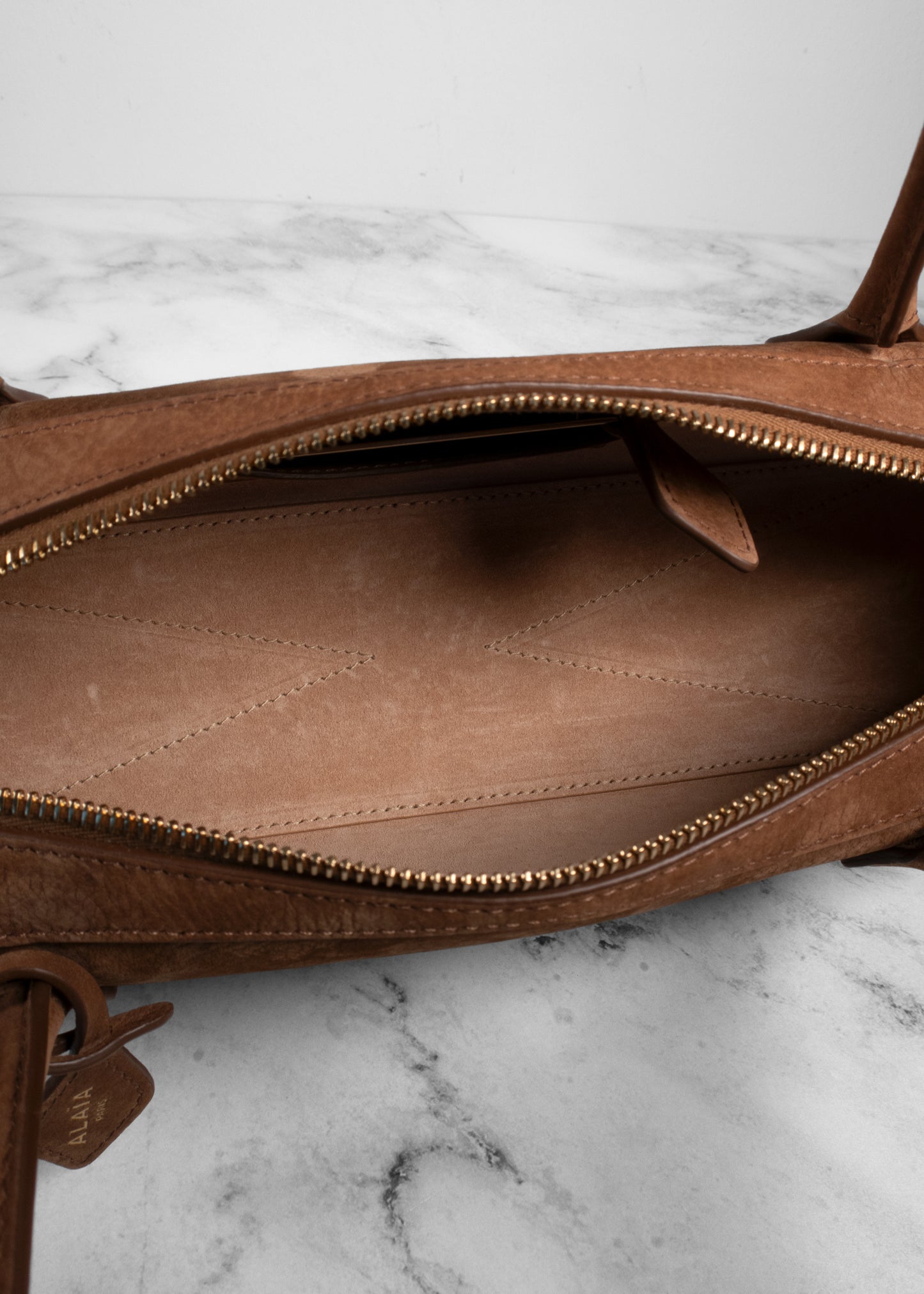 Alaia Le Teckel Medium Suede Shoulder Bag