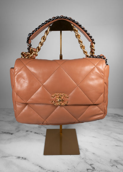 Chanel Lambskin Quilted Medium Chanel 19 Flap Brown