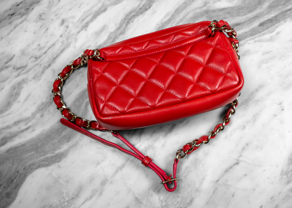 Chanel Mini Classic Coral Red Belt Bag