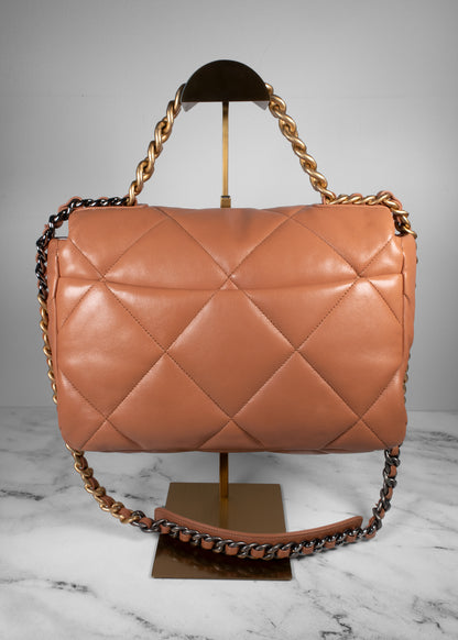 Chanel Lambskin Quilted Medium Chanel 19 Flap Brown