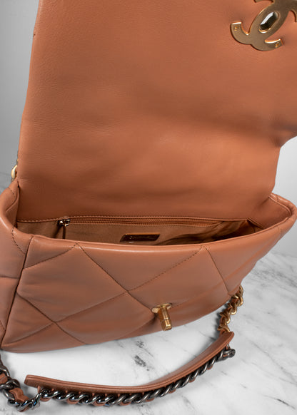 Chanel Lambskin Quilted Medium Chanel 19 Flap Brown