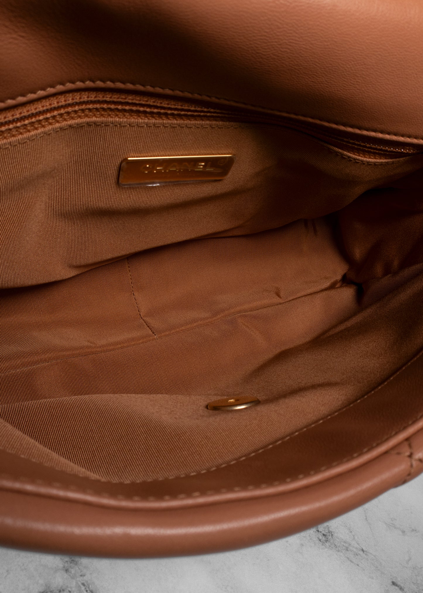 Chanel Lambskin Quilted Medium Chanel 19 Flap Brown