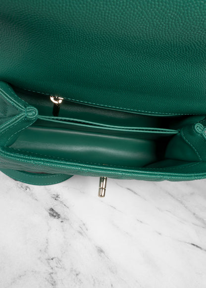 Chanel Caviar Quilted Medium Coco Handle Flap Green