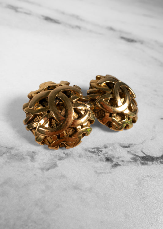 Chanel Gold CC Clip-On Earrings