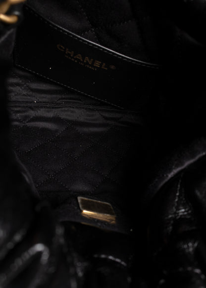 Chanel Shiny Crumpled Calfskin Quilted Pearl Mini Chanel 22 Black