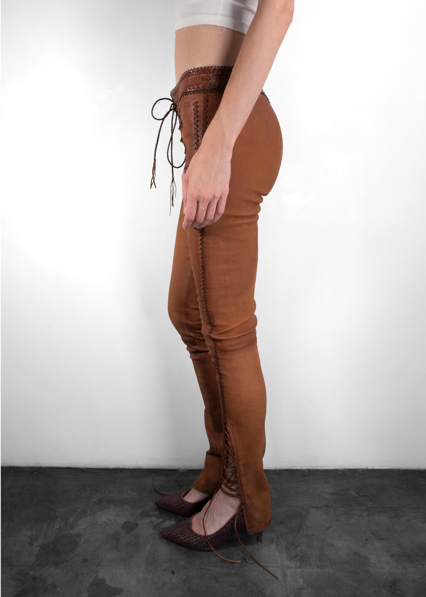 Polo Ralph Lauren Lace-Up Stretch-Leather Pant