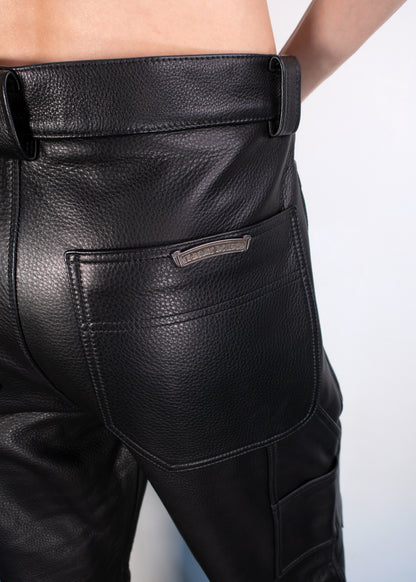 Chrome Hearts Patch Black Leather Jeans