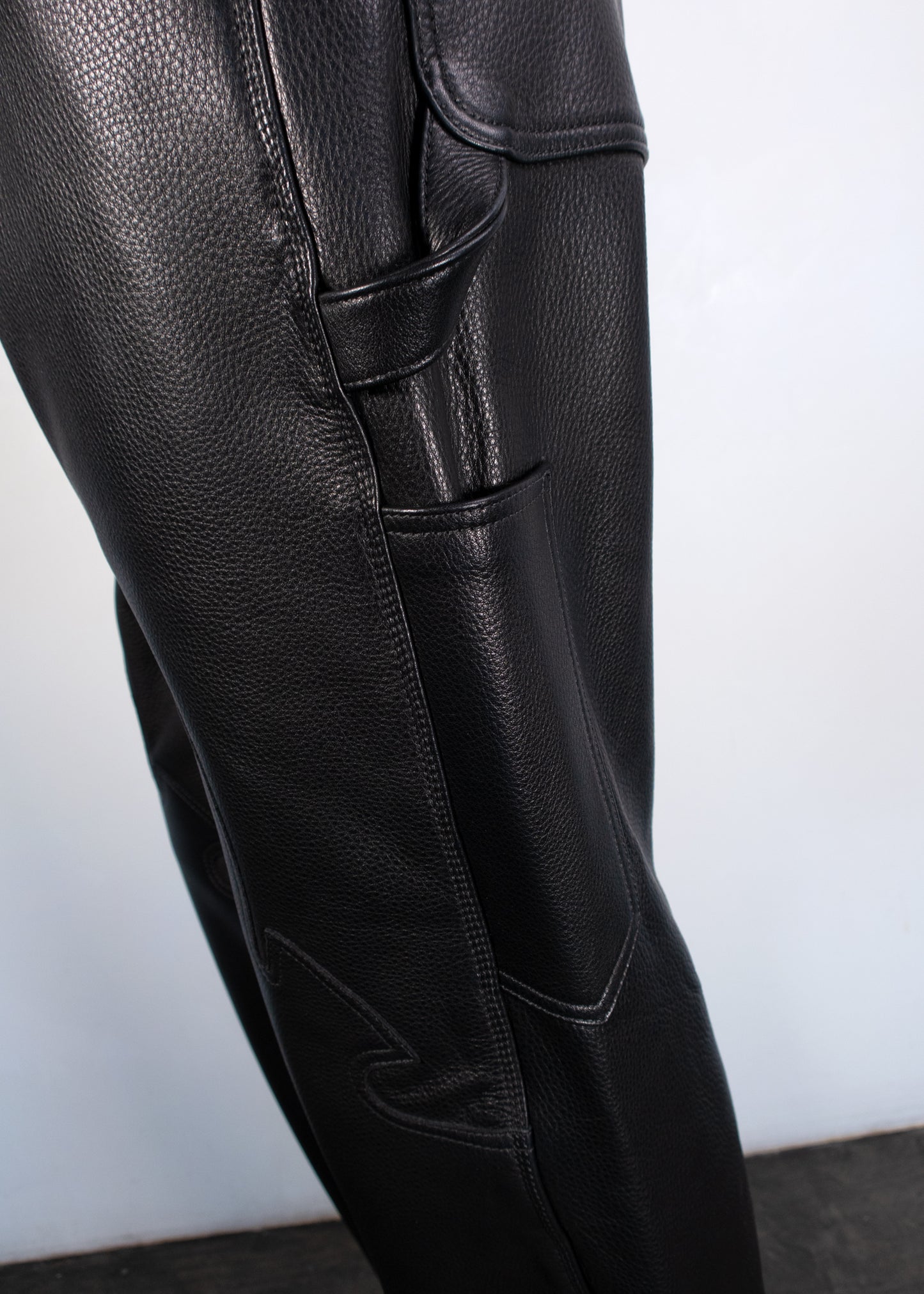 Chrome Hearts Patch Black Leather Jeans