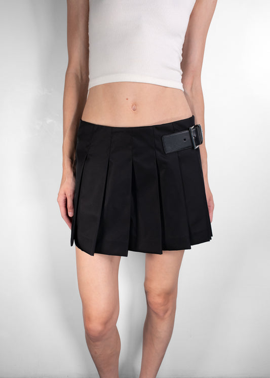 Prada Black Pleated Re-Nylon Miniskirt