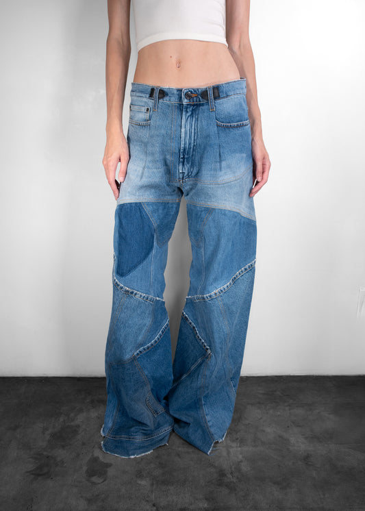 Tom Ford Patchwork Wide-Leg Denim Pants