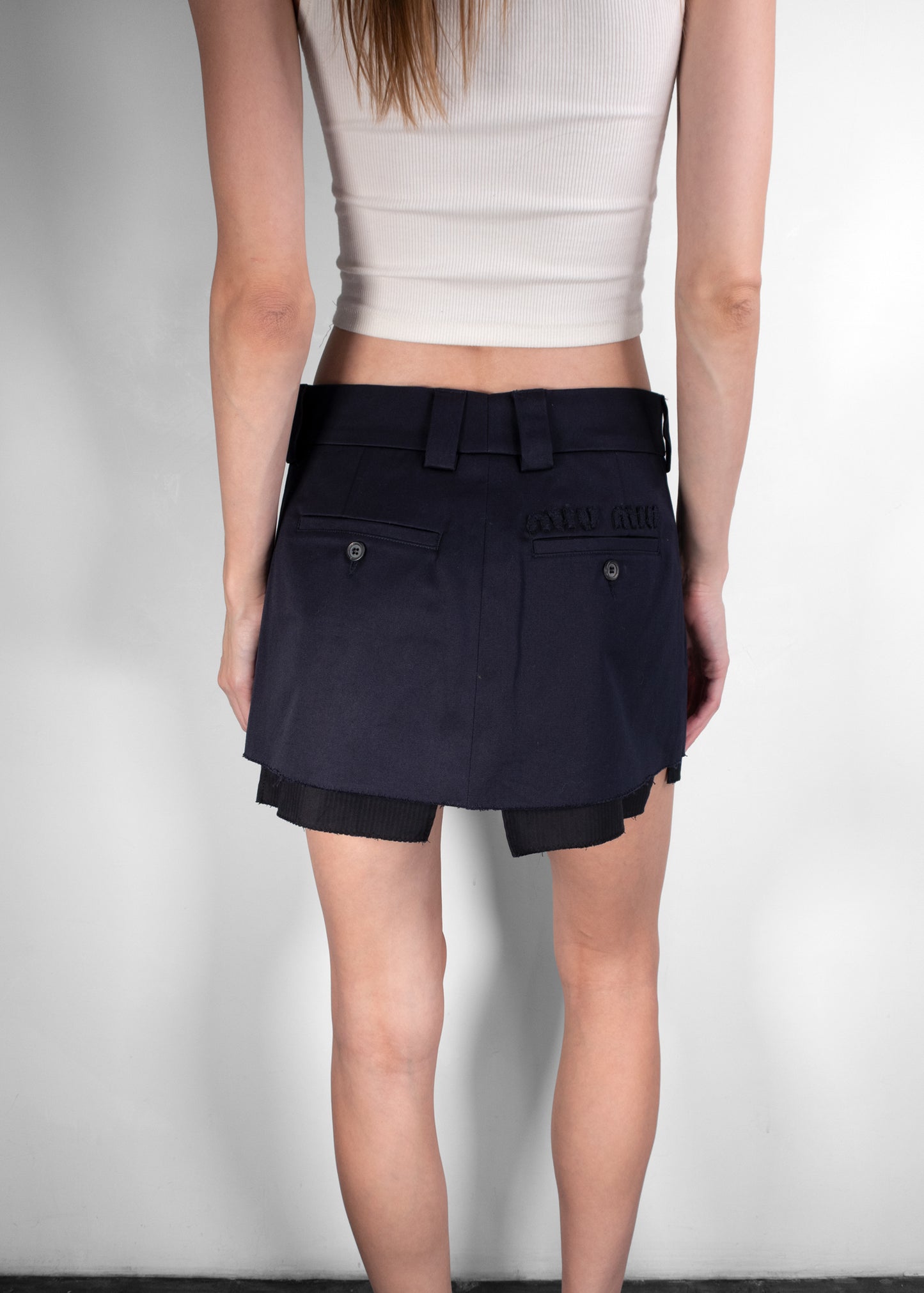 Miu Miu Blue Prince of Wales Check Miniskirt
