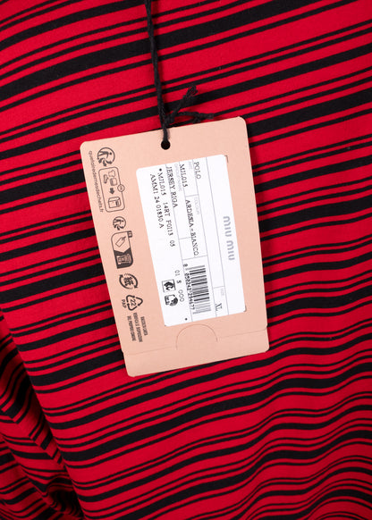 Miu Miu Red/black Long-sleeved Cotton Jersey T-shirt