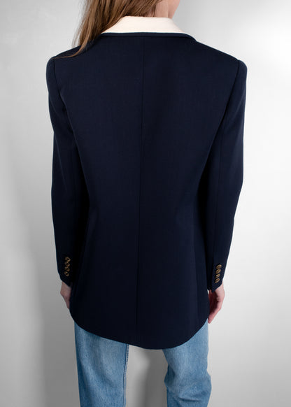 Saint Laurent Bi-Color Tailored Wool Jacket in Marine