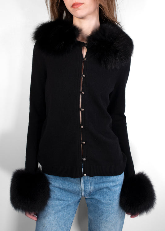 Chrome Hearts Cashmere Fur Trim Cardigan