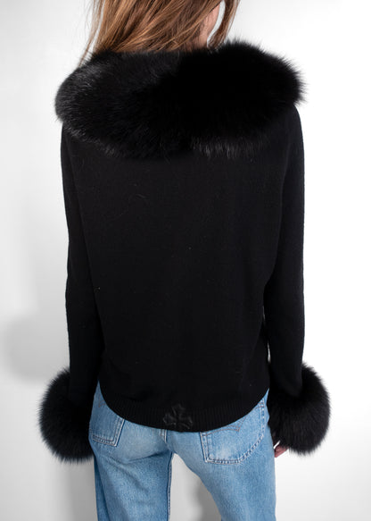 Chrome Hearts Cashmere Fur Trim Cardigan