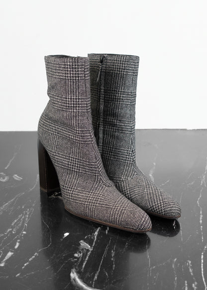 Balenciaga Wool Plaid Ankle Boots