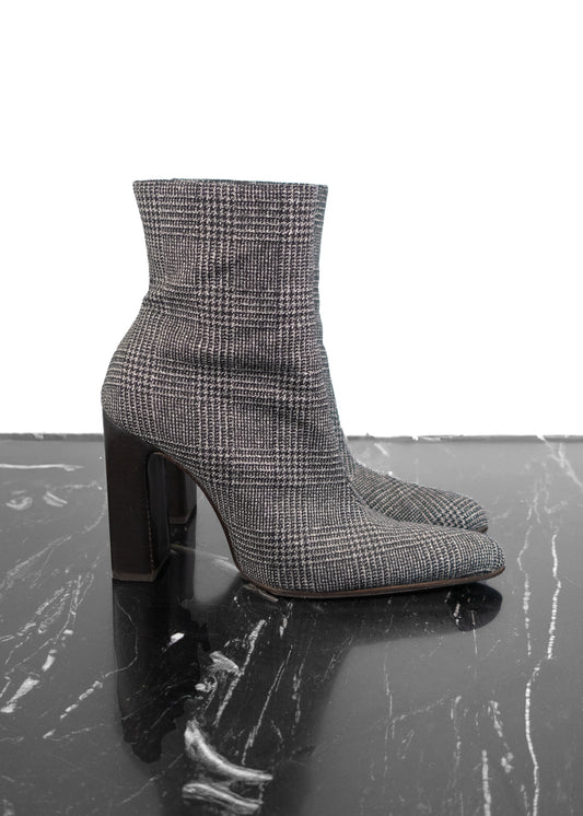 Balenciaga Wool Plaid Ankle Boots