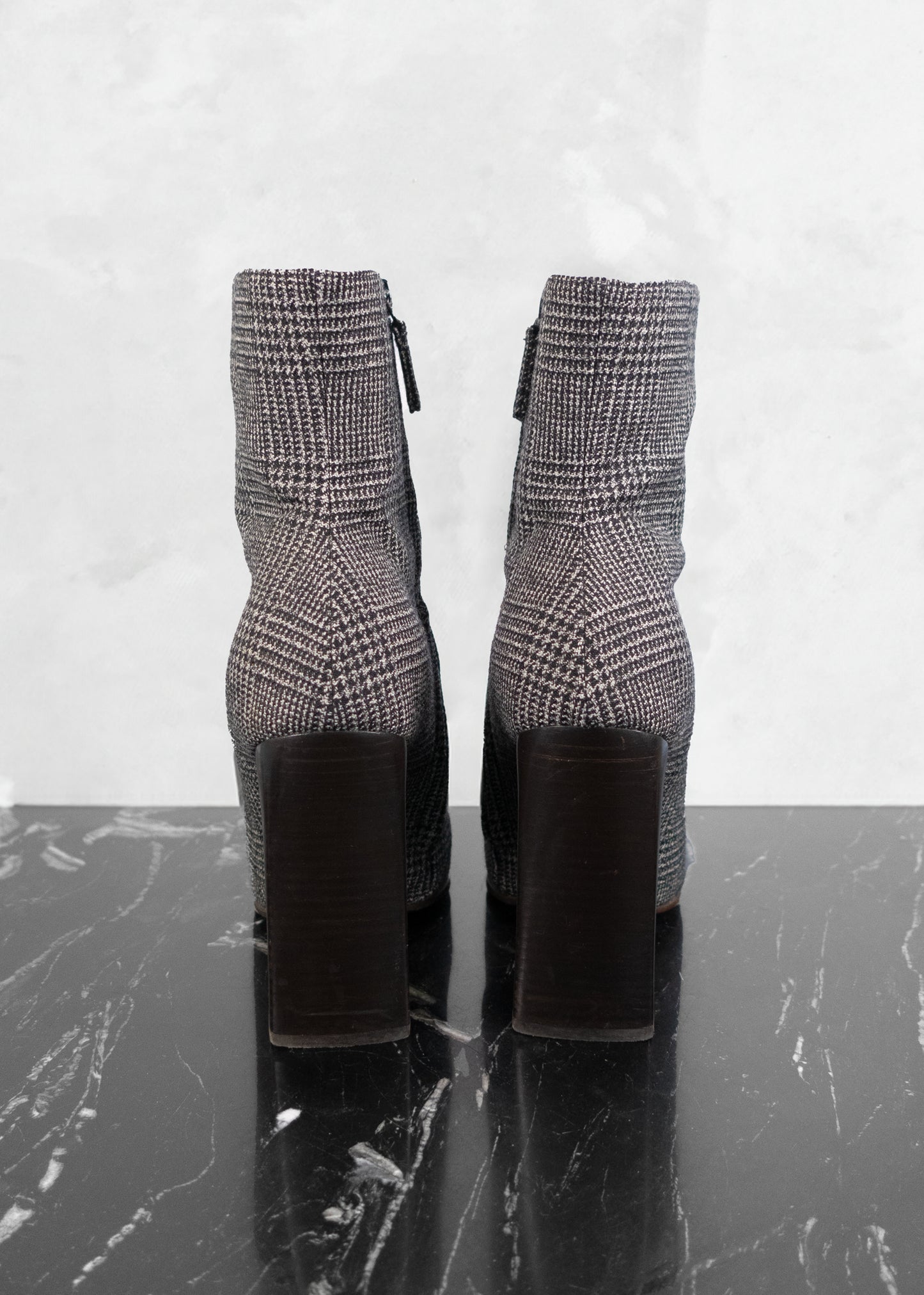 Balenciaga Wool Plaid Ankle Boots