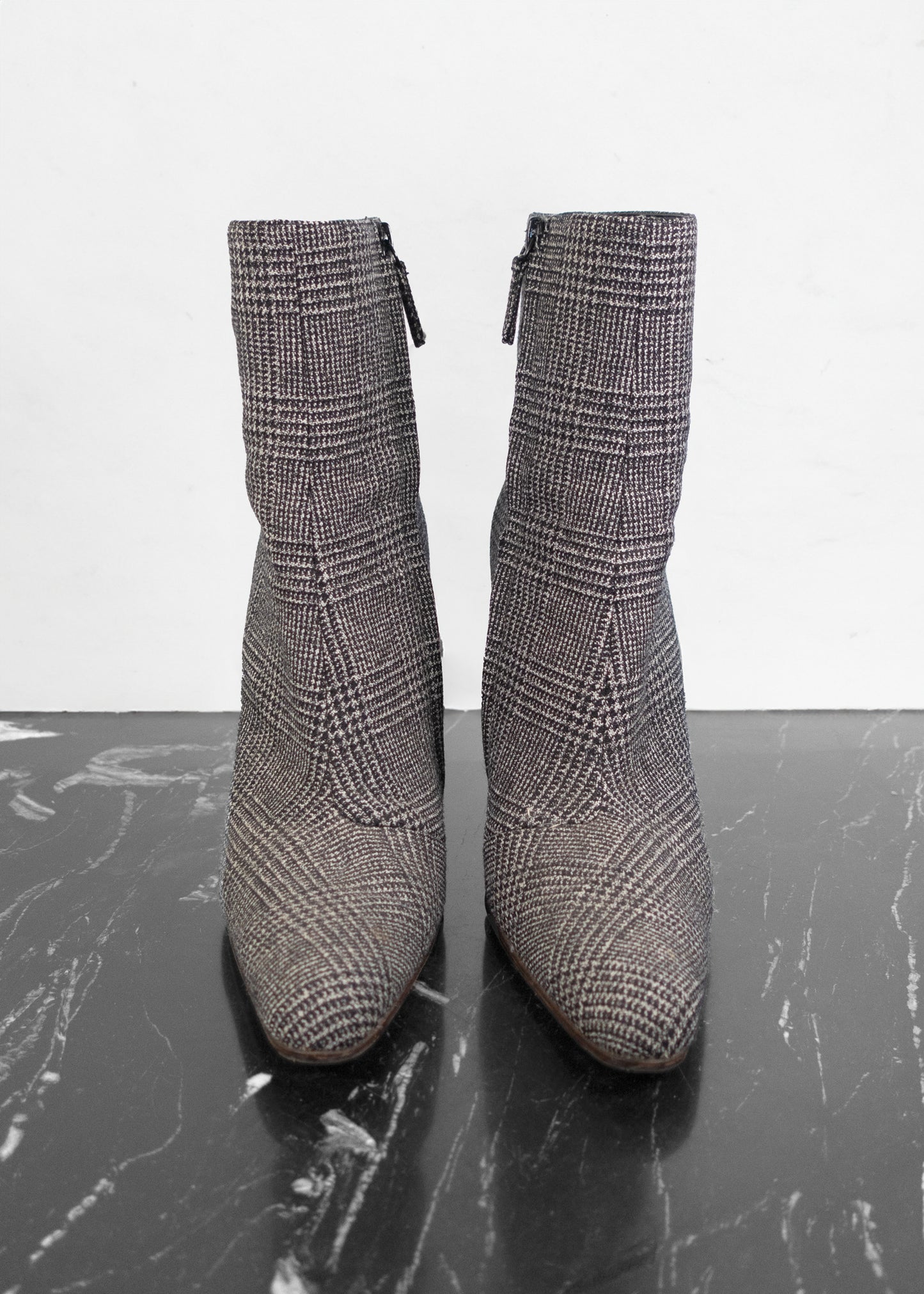 Balenciaga Wool Plaid Ankle Boots