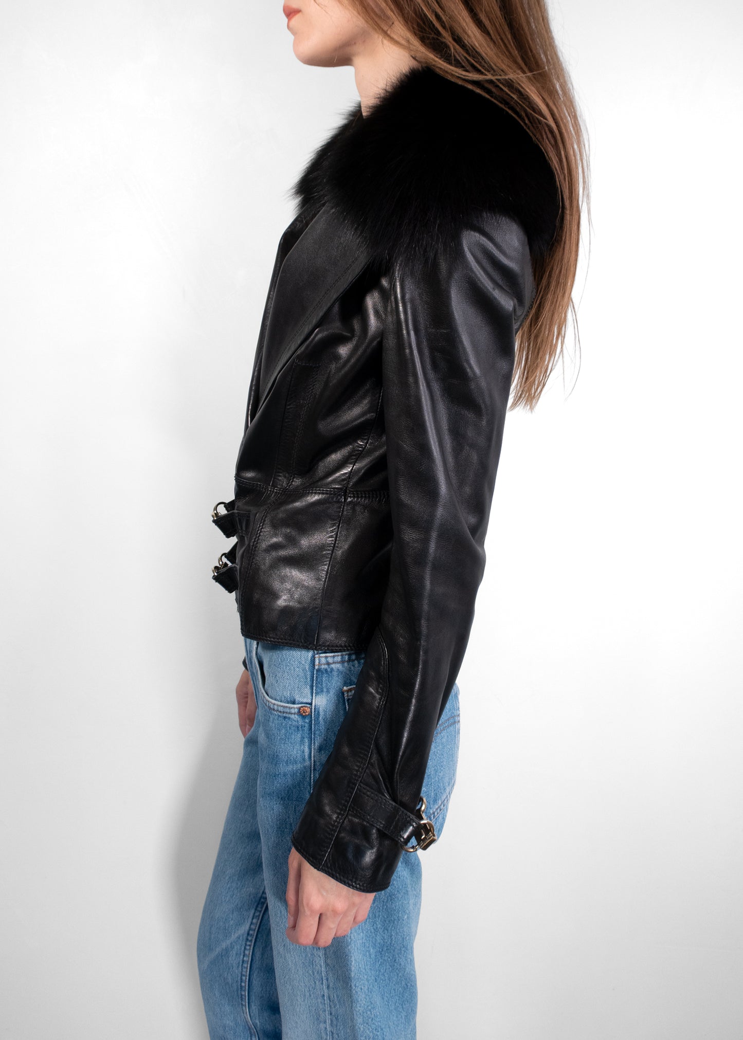 Gucci Black Fur Collar Jacket