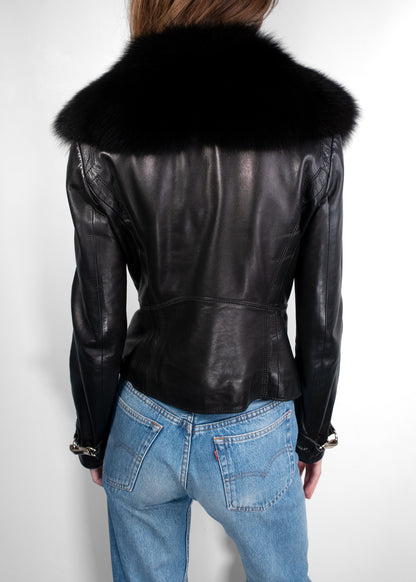 Gucci Black Fur Collar Jacket