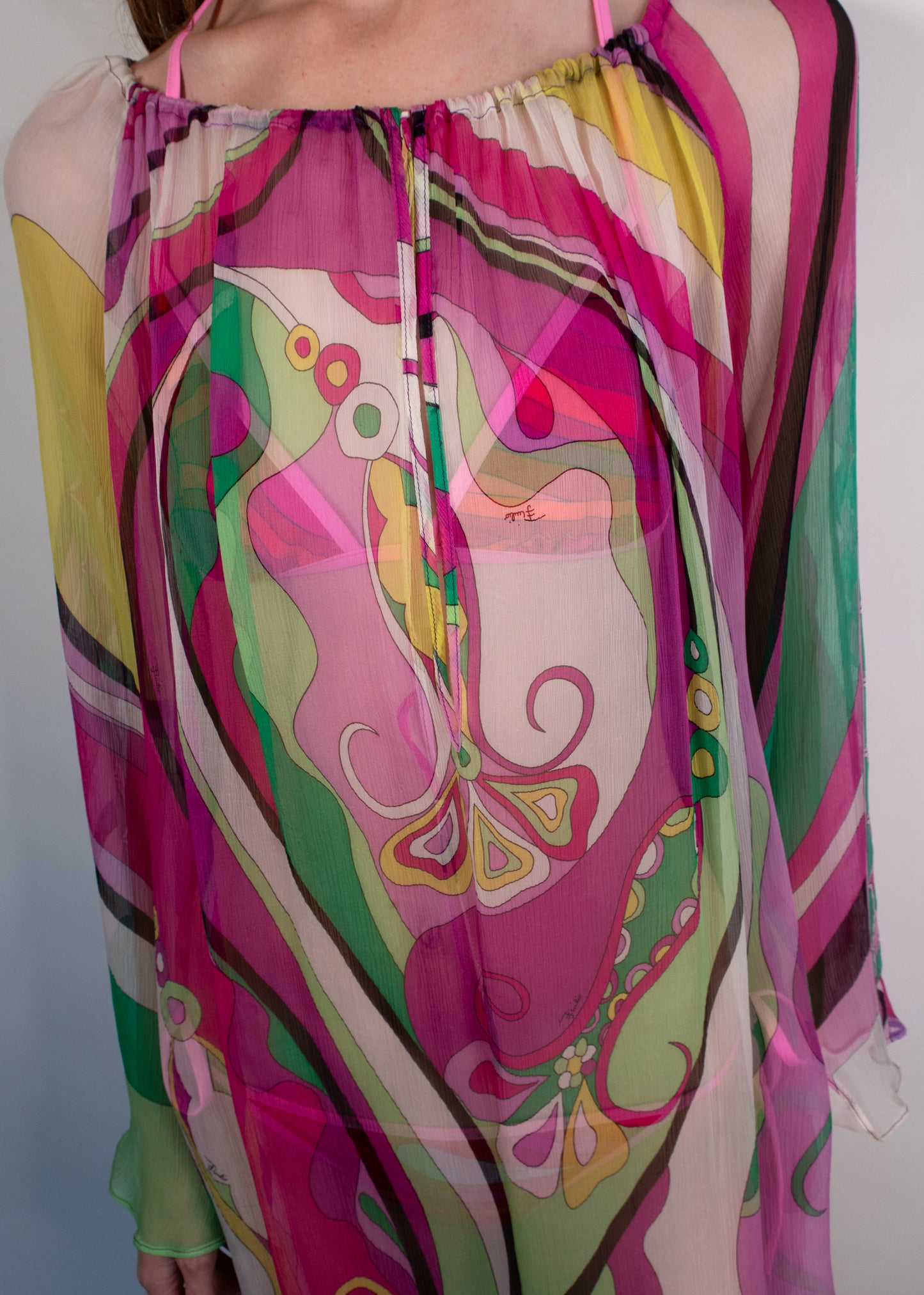 Emilio Pucci Multicolour Sheer Geometric Dress