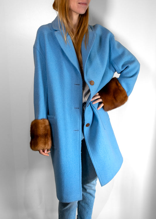Ermanno Scervino Fur Sleeve Single-Breasted Coat