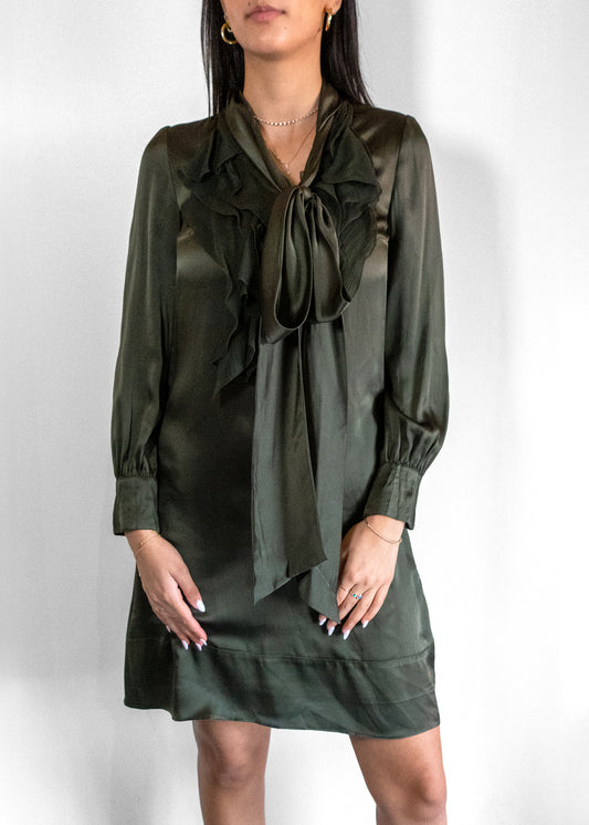 Givenchy Silk Ruffle Bow Midi Dress