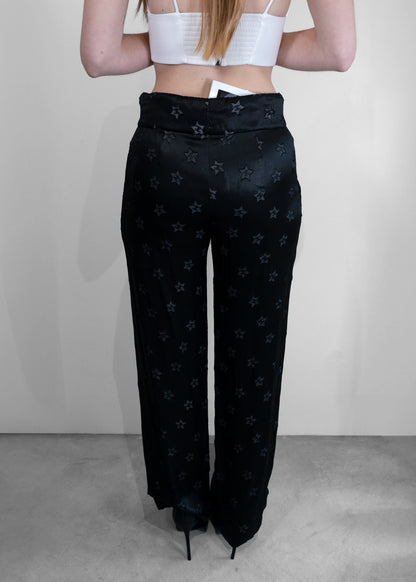 Chanel Wide Leg Black Star Pants