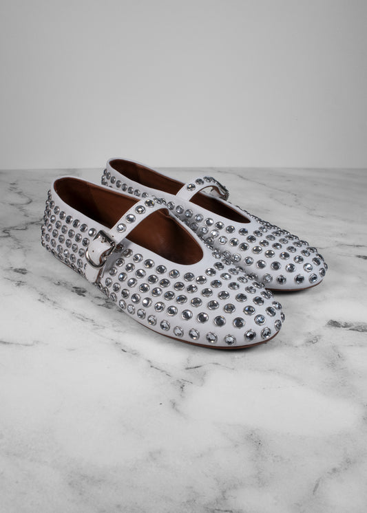 Alaïa Leather Embellished Ballerina Flats