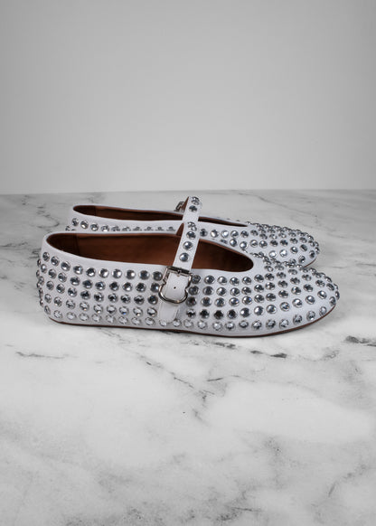 Alaïa Leather Embellished Ballerina Flats