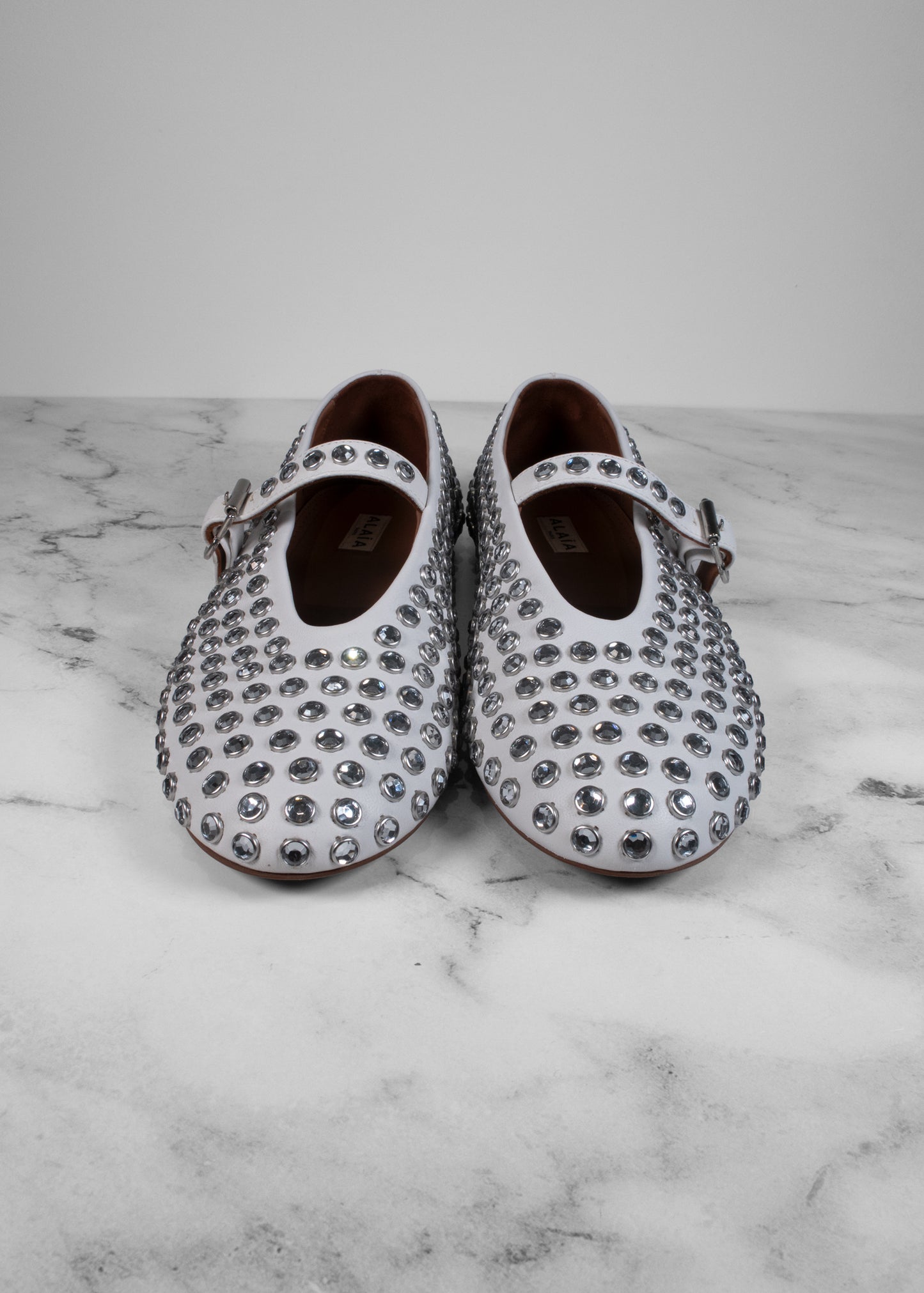 Alaïa Leather Embellished Ballerina Flats