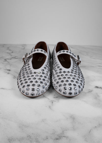 Alaïa Leather Embellished Ballerina Flats