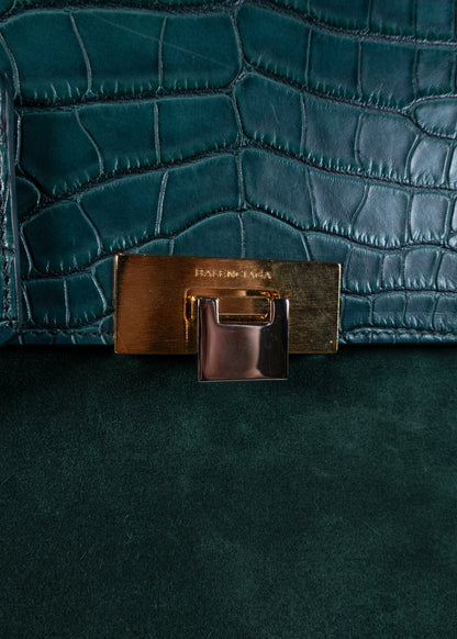 Balenciaga Ostrich-Trimmed Le Dix Zip Cartable Bag