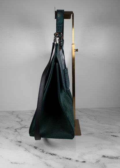 Balenciaga Ostrich-Trimmed Le Dix Zip Cartable Bag