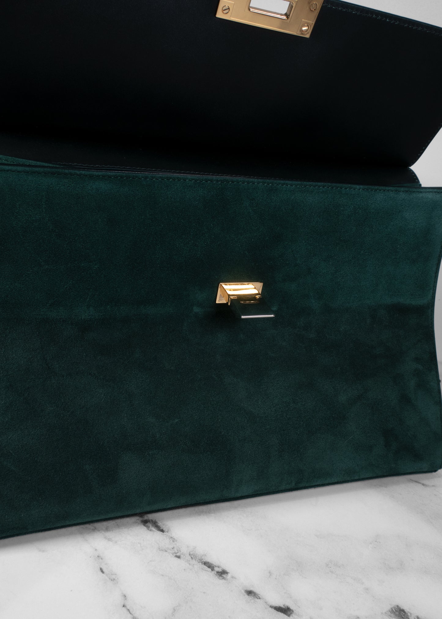 Balenciaga Ostrich-Trimmed Le Dix Zip Cartable Bag