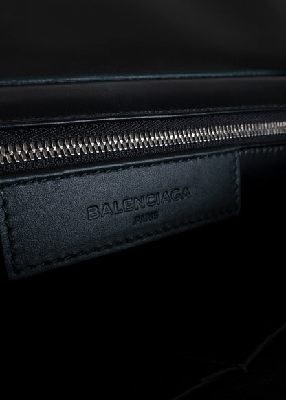 Balenciaga Ostrich-Trimmed Le Dix Zip Cartable Bag