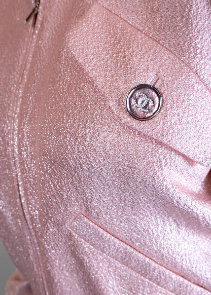 Chanel Iridescent Light Pink Bomber Jacket