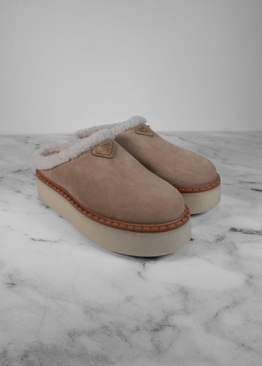 Prada Shearling Slides